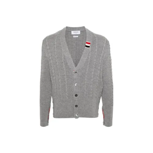 THOM BROWNE V Neck Buttoned Knitted Cardigan