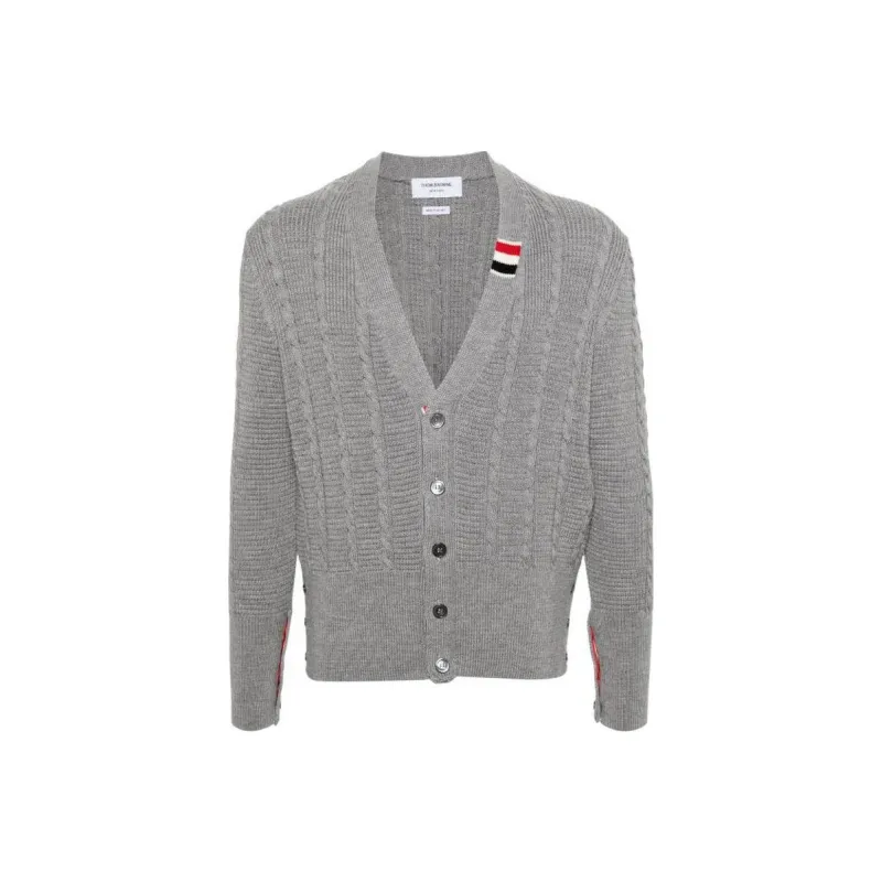 THOM BROWNE V Neck Buttoned Knitted Cardigan-0
