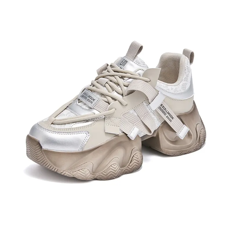 EXULL Q Breathable Lightweight Height Increasing Low Top Chunky Sneakers Women's-8