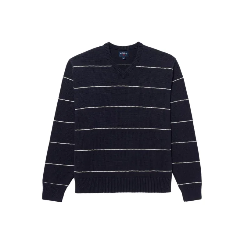 NOAH Striped V Neck Sweater-0
