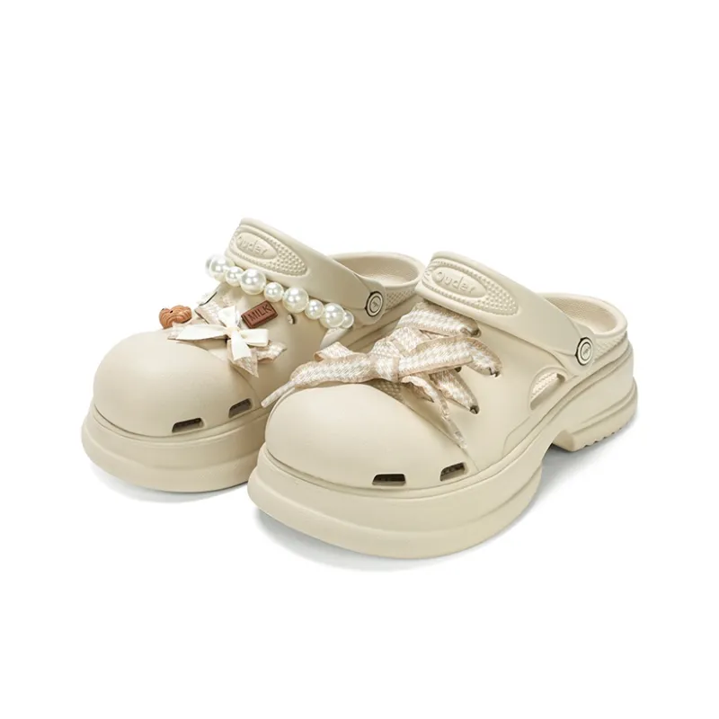 Ouder Sand Open Ended Laugh Collection, Heart Holes Summer, Honey Ice Cream Clogs Women's Khaki-3