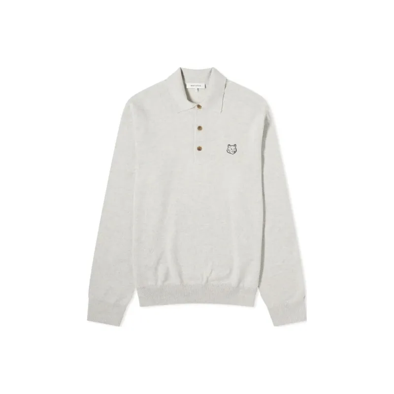 Maison Kitsune Fox Head Patch Fine Knit Polo Shirt-0