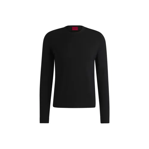 HUGO BOSS Slim Fit With Crew Neck In Soft Yarns Sweater Men's Black