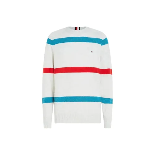 Tommy Hilfiger Merino Wool Multicolour Stripe Jumper Sweater Men's White