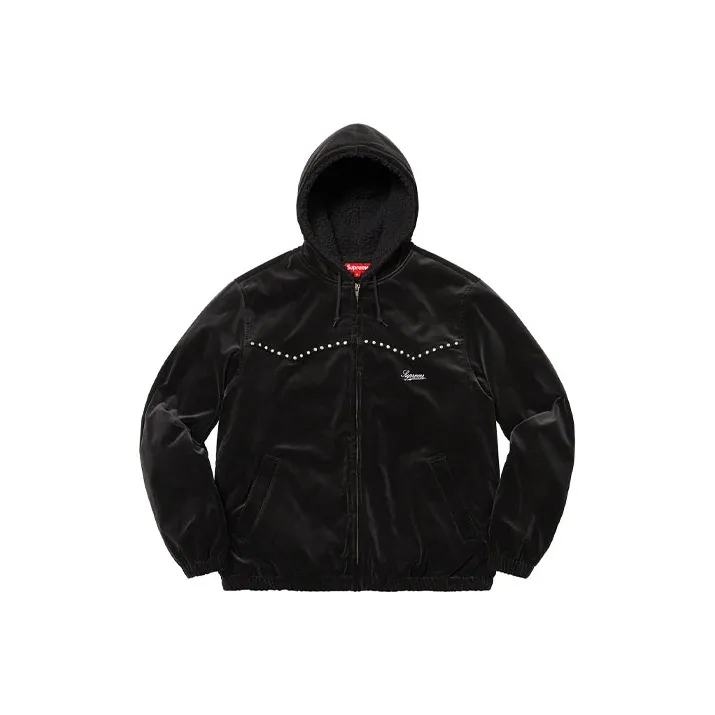 Supreme Studded Velvet Hooded Work Jacket-0