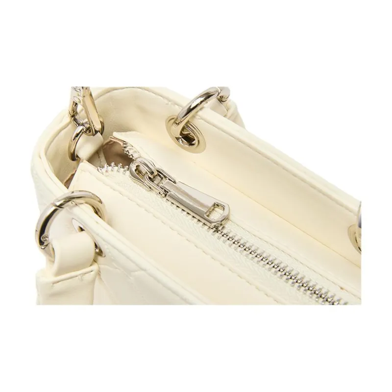 Three Blessings PU One Shoulder Handbag Medium Size Women's Beige-5