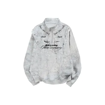 Qnxeey Sweatshirt Unisex Tie Dye Black