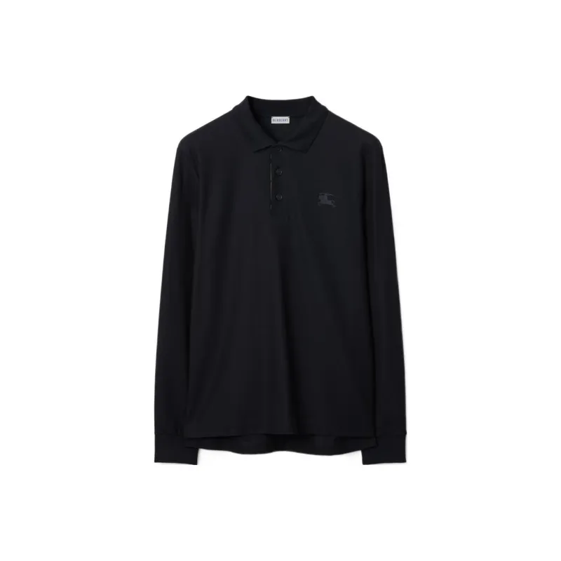 Burberry Ekd Motif Long Sleeved Polo Shirt-0