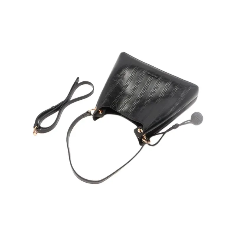 Three Blessings PU Crossbody Bag, Shoulder Bag Medium Size Women's Black/Khaki-6
