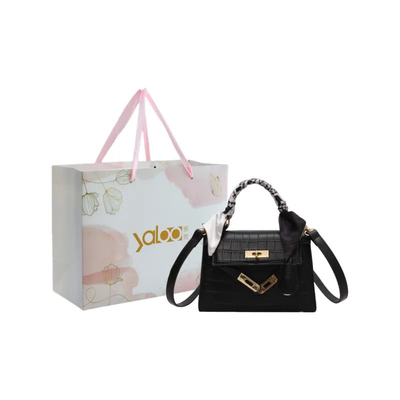 Yalu PU Handbag, Crossbody Bag Unisex Ecru/Black/Pink-5