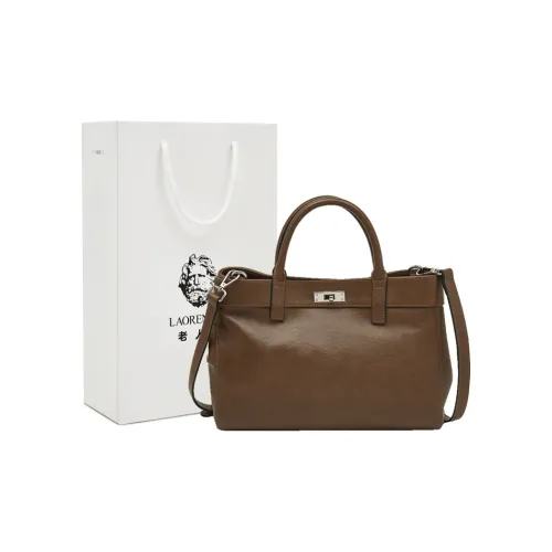 Old Man's Head Top Grain Cow Leather Handbag Women's Black/Coffee/Brown