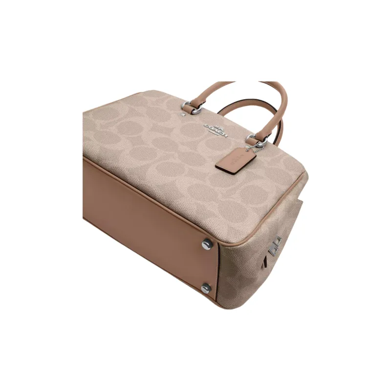 COACH Coated Canvas Tote Bag, Shopping Bag, Shoulder Bag, Handbag Tubas Women's Sand-3