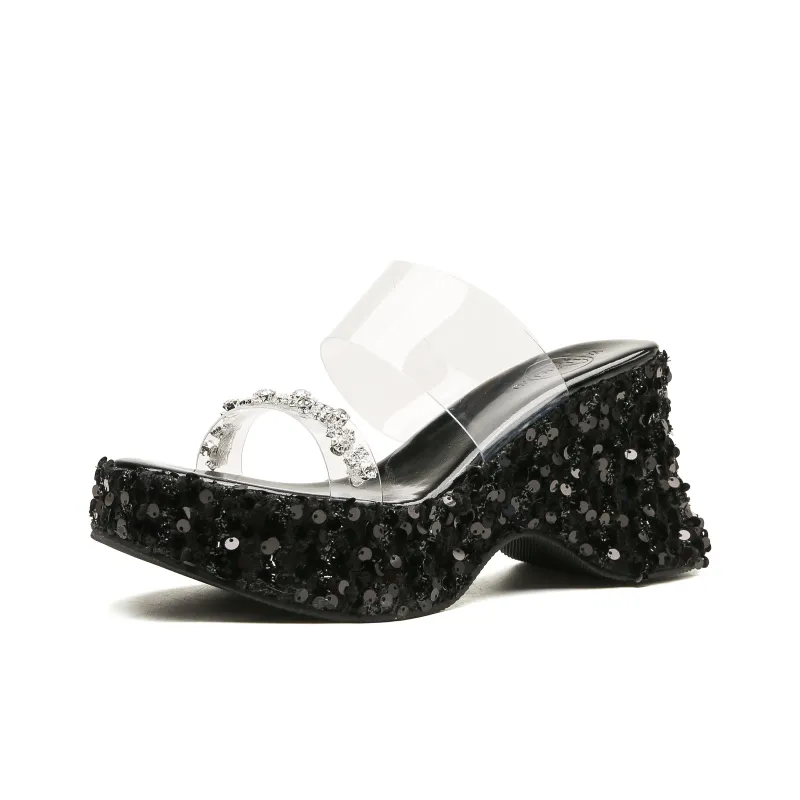 KATHRYN WILSON Rubber Sole Sequins Slide Slippers Women's-14