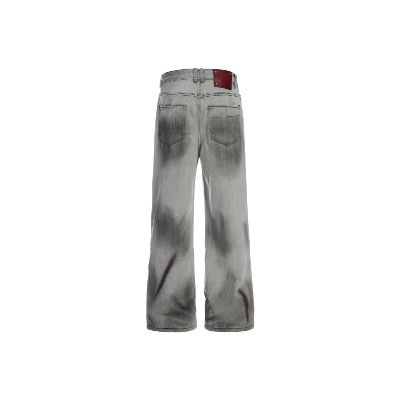 HEIYIXIANSHENG Jeans Unisex Gray-1