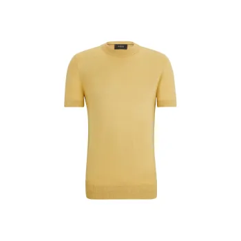 HUGO BOSS Short-Sleeved Sweater In Tussah Silk Sweater Men's Light Yellow