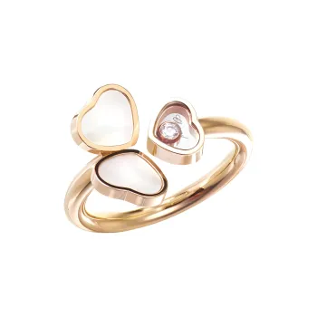 Chopard 18kt Rose Gold Happy Hearts Wings Diamond And Mother of pearl Ring