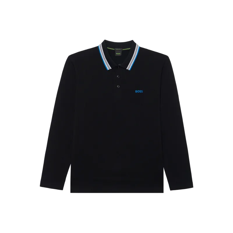 HUGO BOSS Logo Embroidered Long Sleeved Polo Shirt-0