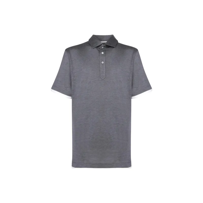 Brunello Cucinelli Contrast Trim Short Sleeved Polo Shirt-0