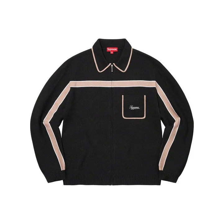 Supreme Chest Stripe Zip Up Cardigan-1