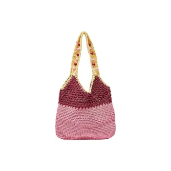Three Blessings Woven Material Handbag, Shoulder Bag Medium Size Women's Multicolor