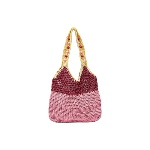 Three Blessings Woven Material Handbag, Shoulder Bag Medium Size Women's Multicolor