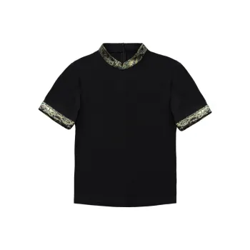 XINGHEHANGE Vintage Chinese Style Stand Collar Chinese Style Summer Hanfu Women's Black