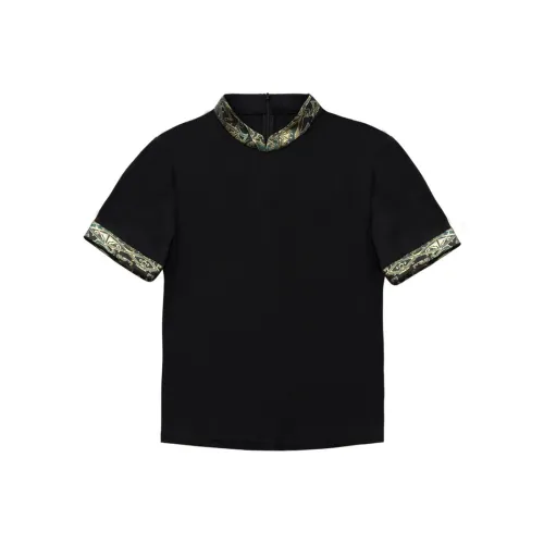 XINGHEHANGE Vintage Chinese Style Stand Collar Chinese Style Summer Hanfu Women's Black