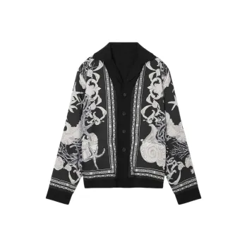 VERSACE Barocco Sea Printed Reversible Button Up Cardigan