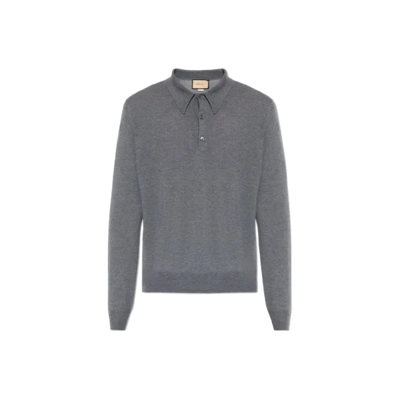 GUCCI Logo Embroidered Collared Sweater-6