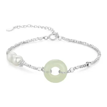 Asia Star Hetian Jade Bracelets Pale Greenish White Jade Women's