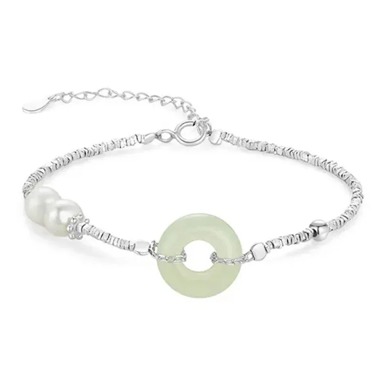Asia Star Hetian Jade Bracelets Pale Greenish White Jade Women's-0