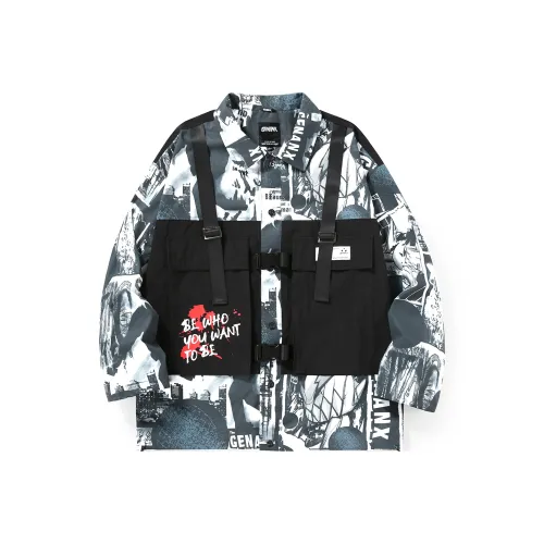 GENANX Loose Fit Workwear Jacket Unisex Black Gray Color