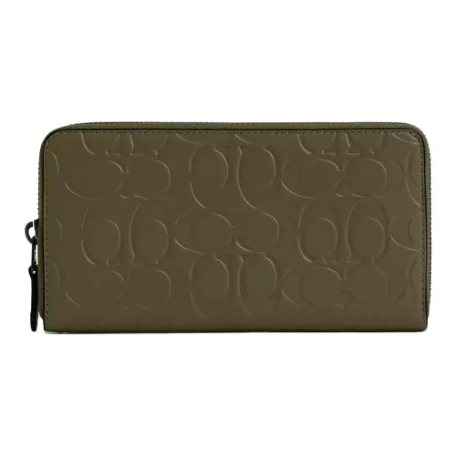 COACH Accordion Wallet Smooth Calf Leather Wallet Small Size Men's Olive Umber