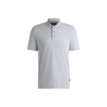 HUGO BOSS Polo Shirt In Cotton And Silk With Corduroy Effect Polo Shirt Men's Gray