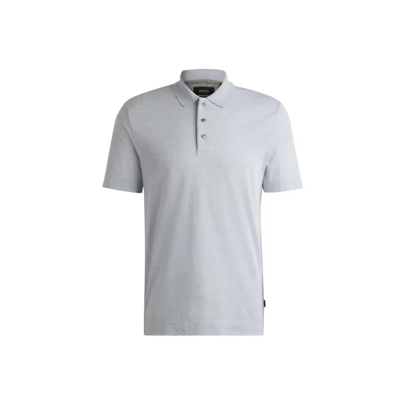 HUGO BOSS Polo Shirt In Cotton And Silk With Corduroy Effect Polo Shirt Men's Gray-0