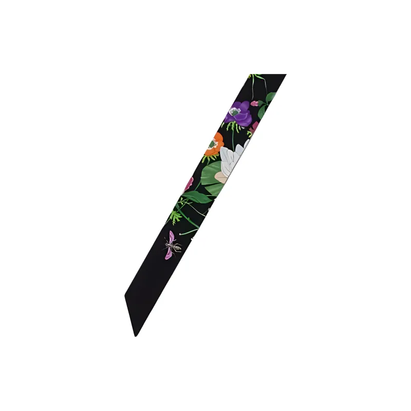 GUCCI Mulberry Silk Silk Scarves Unisex Black-2