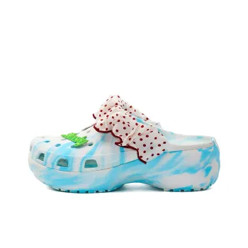 OUBT Summer Ice Ocean, Fashion Girlish Style, Polka Dot Lace Fabric Clogs Women's Ocean Blue