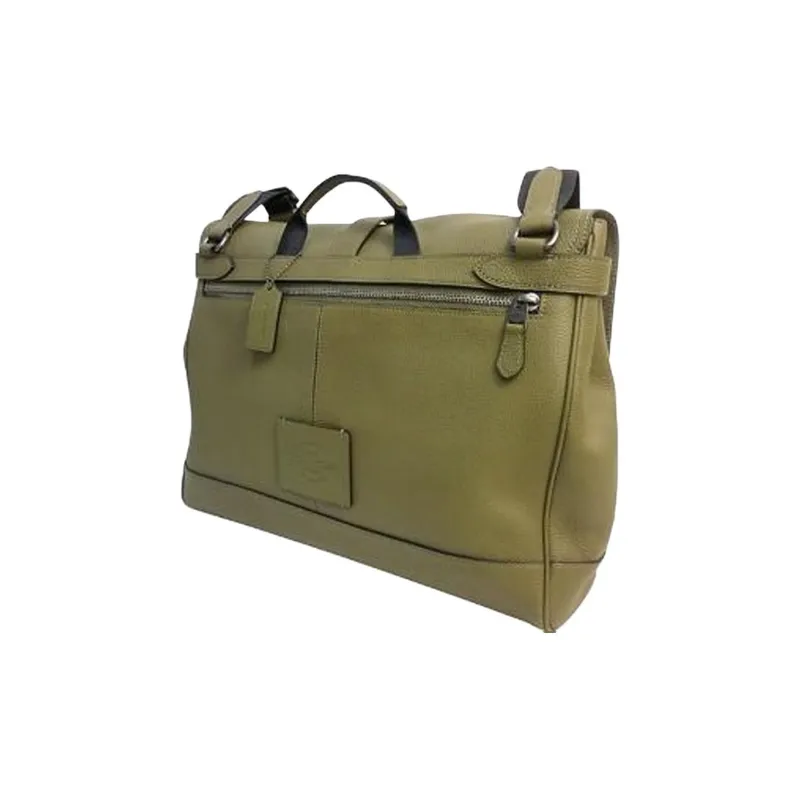 COACH Hudson Natural Pebbled Leather Messenger Bag Handbag Shoulder Bag Crossbody Bag Large Size Men's Olive Green-1