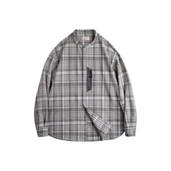 MADEN Shirts Men Gray Plaid