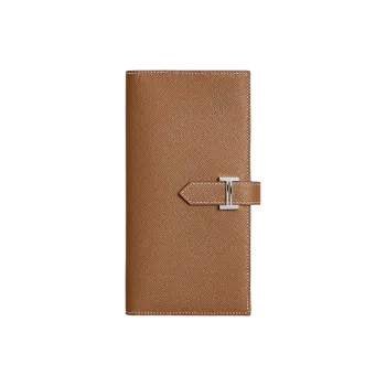 HERMES Bearn Madame Calfskin Wallet Unisex 37 Gold Brown