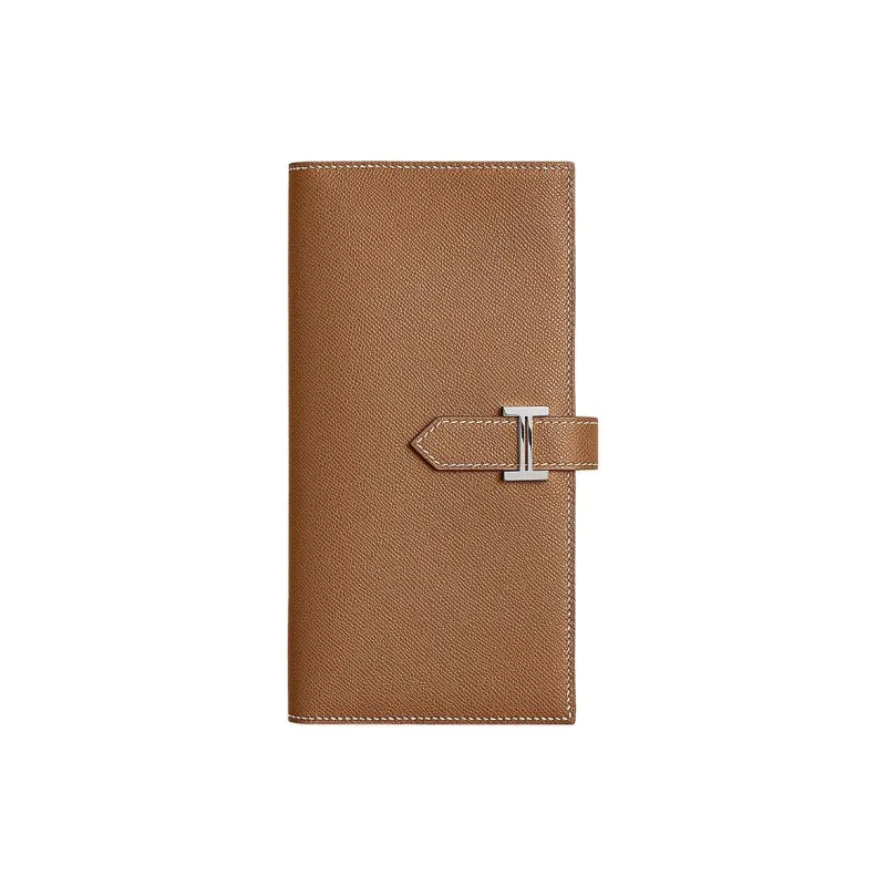 HERMES Bearn Madame Calfskin Wallet Unisex 37 Gold Brown-0
