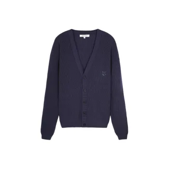 Maison Kitsune Fox Head Embroidered Knitted Cardigan