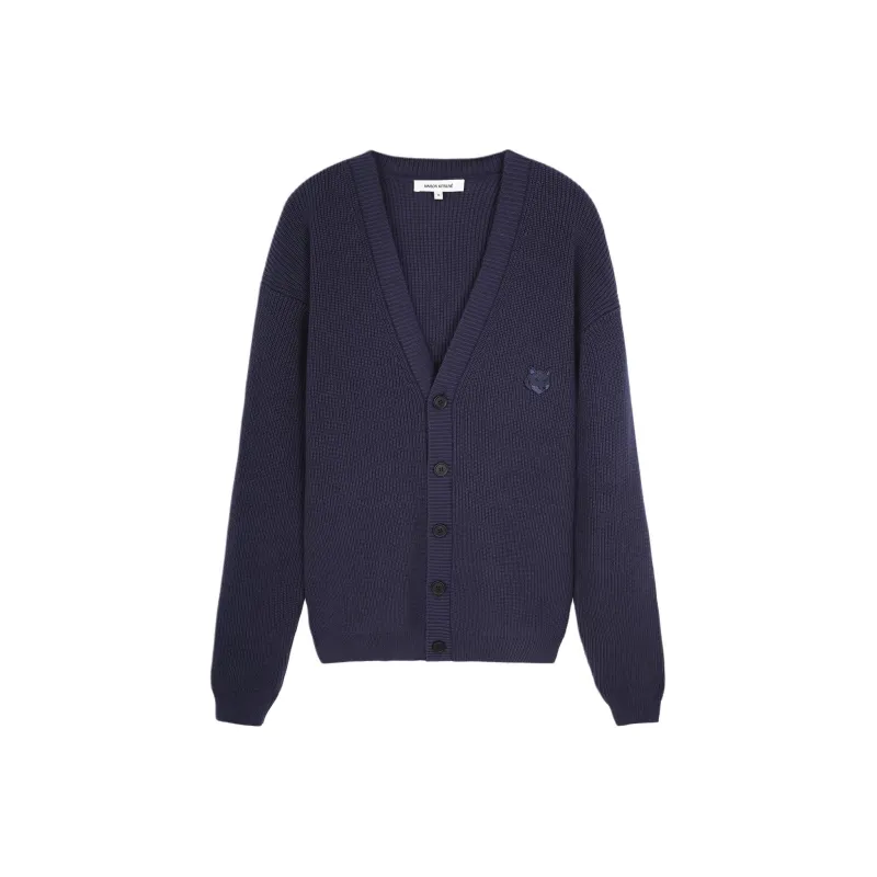 Maison Kitsune Fox Head Embroidered Knitted Cardigan-0
