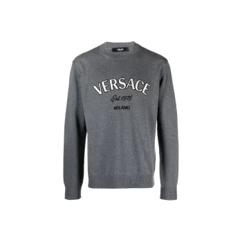 VERSACE Logo Embroidered Crewneck Jumper