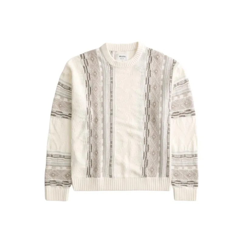 Hollister Sweater Men's White Stripes-0