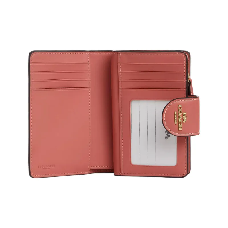 COACH Corner Zip Coated Canvas Wallet Medium Size Women's Sand & Multicolor-1