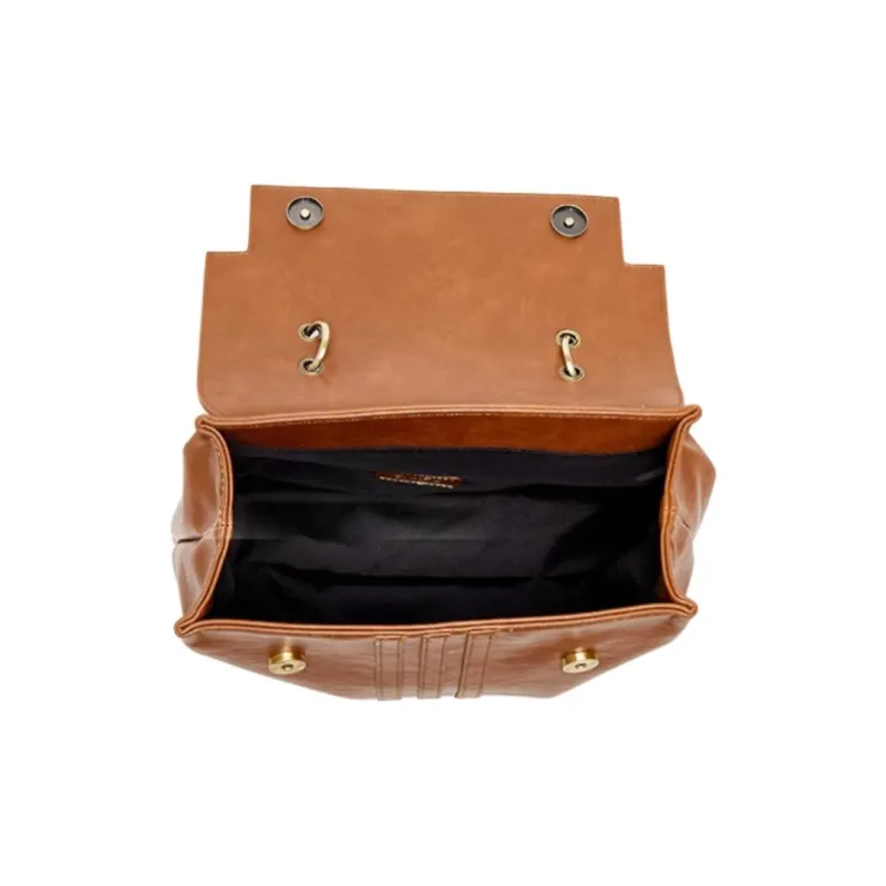 Three Blessings PU Backpack Medium Size Women's Brown-5