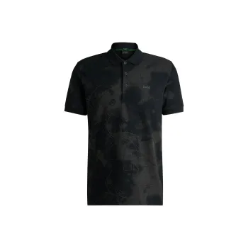 HUGO BOSS Polo Shirt With Decorative Reflective Print Polo Shirt Men's Black