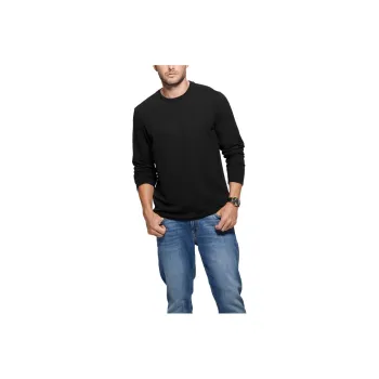 GUESS Eco Fairfax Textured Knit Crewneck Sweater Sweater Men's Black