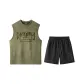 Suede Clothing Set (Green Tank Top+Black Shorts)